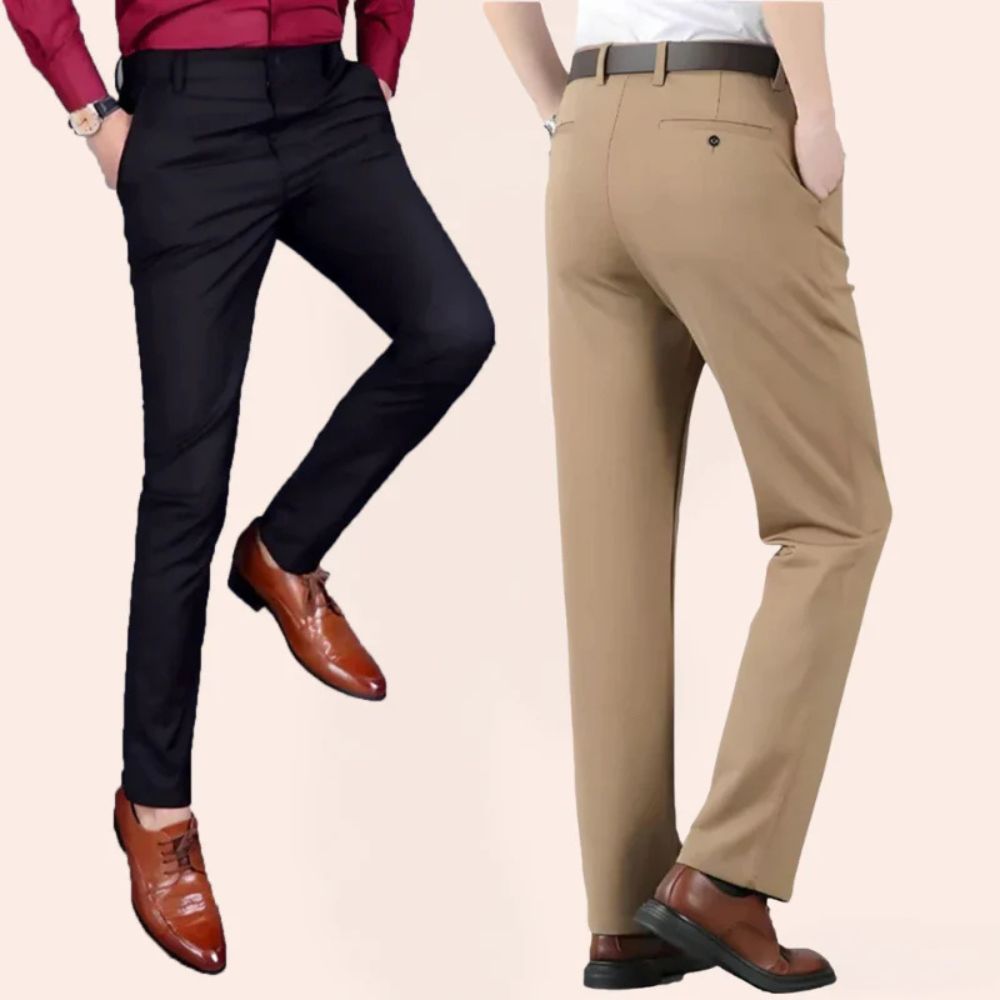 Pantalon met stretch en slanke pasvorm voor heren