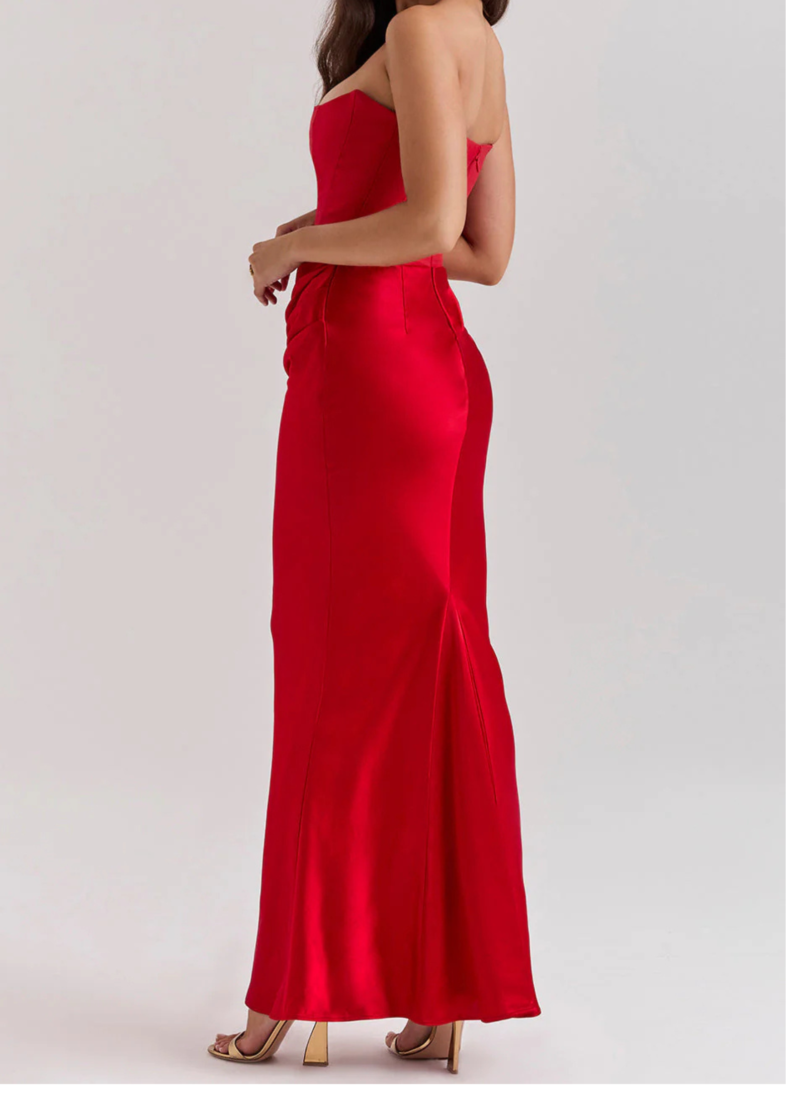 Dames strapless jurk met corsetdetail
