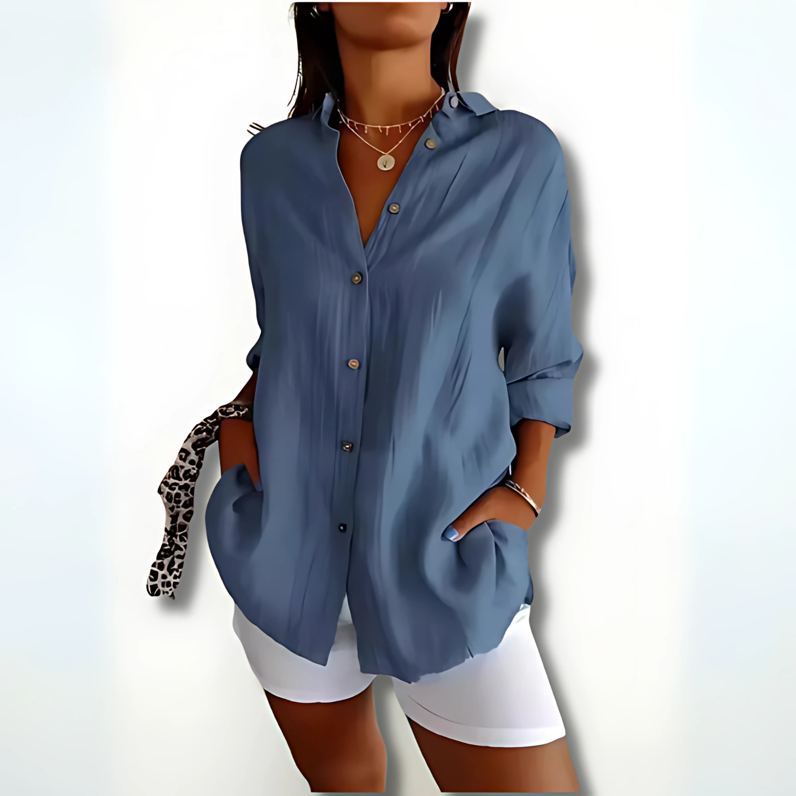Damesblouse met kraag en knoopsluiting – luchtig model
