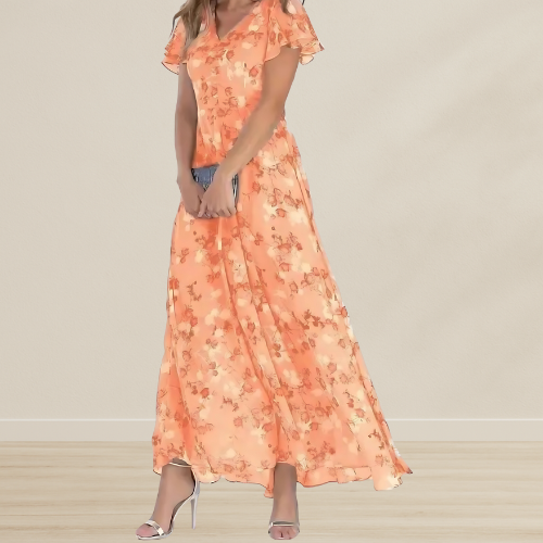 Maxi jurk met hoge taille en bloemenprint
