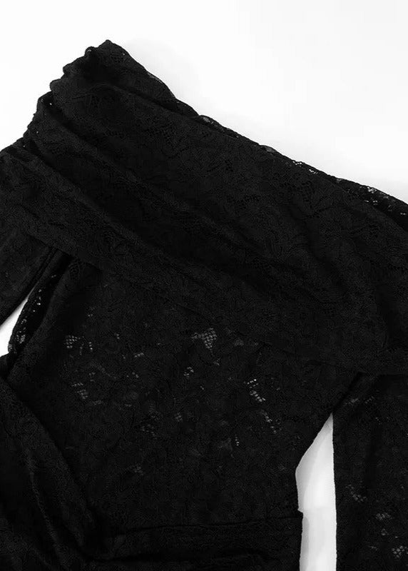 Diana Jumpsuit β Zwarte kanten off-shoulder