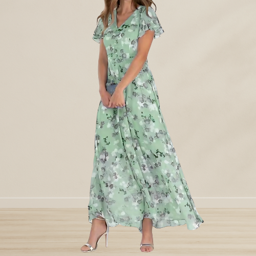 Maxi jurk met hoge taille en bloemenprint