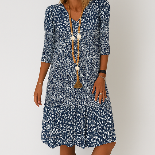 Midi zomerjurk met bloemenprint en V-Hals
