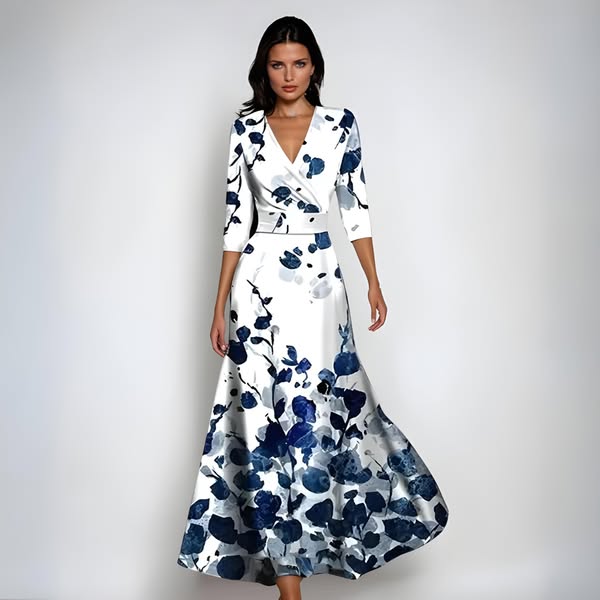 Lorena Bloemenjurk – Elegant met V-Hals & Tailleband