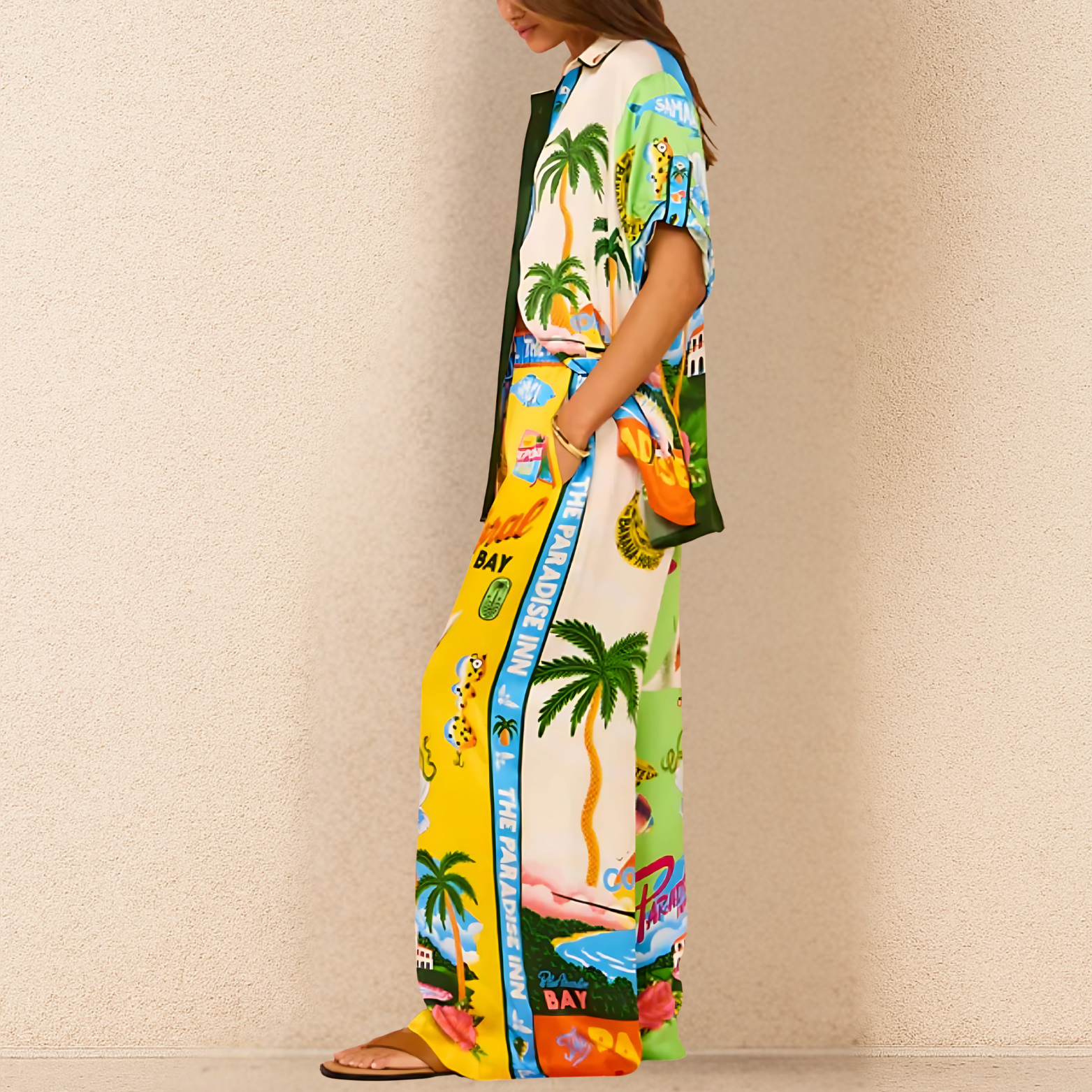 Tweedelige zomerset met shirt en broek met print