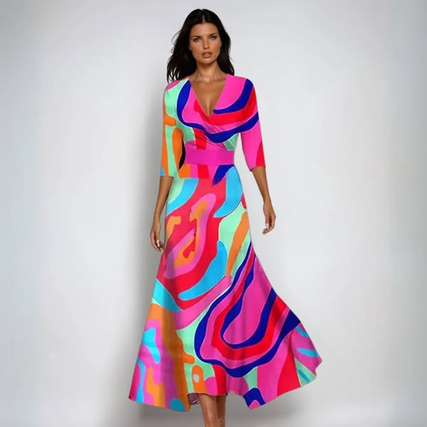 Lorena Bloemenjurk – Elegant met V-Hals & Tailleband