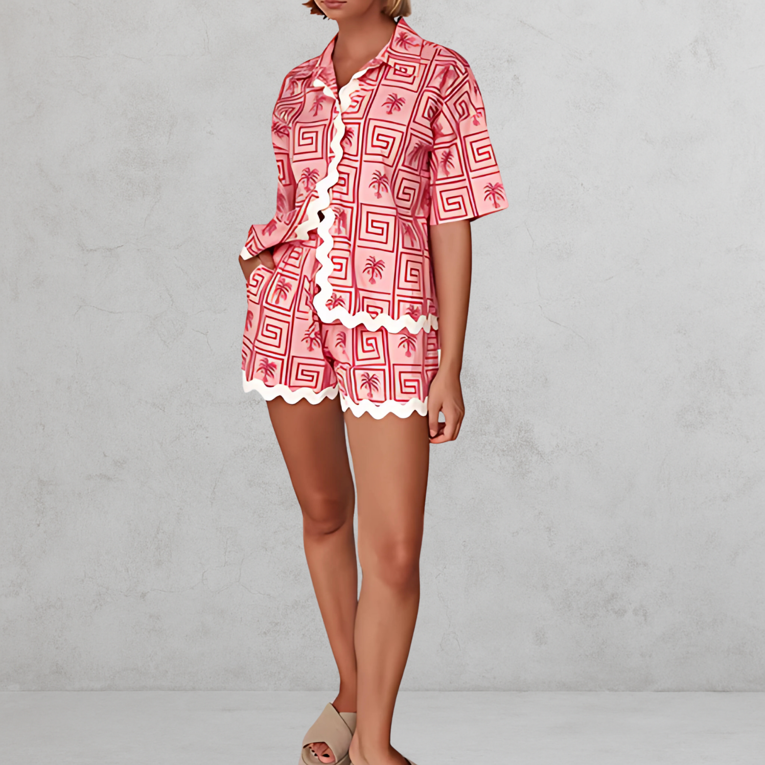 2-delige dames zomerset met korte mouwen en short