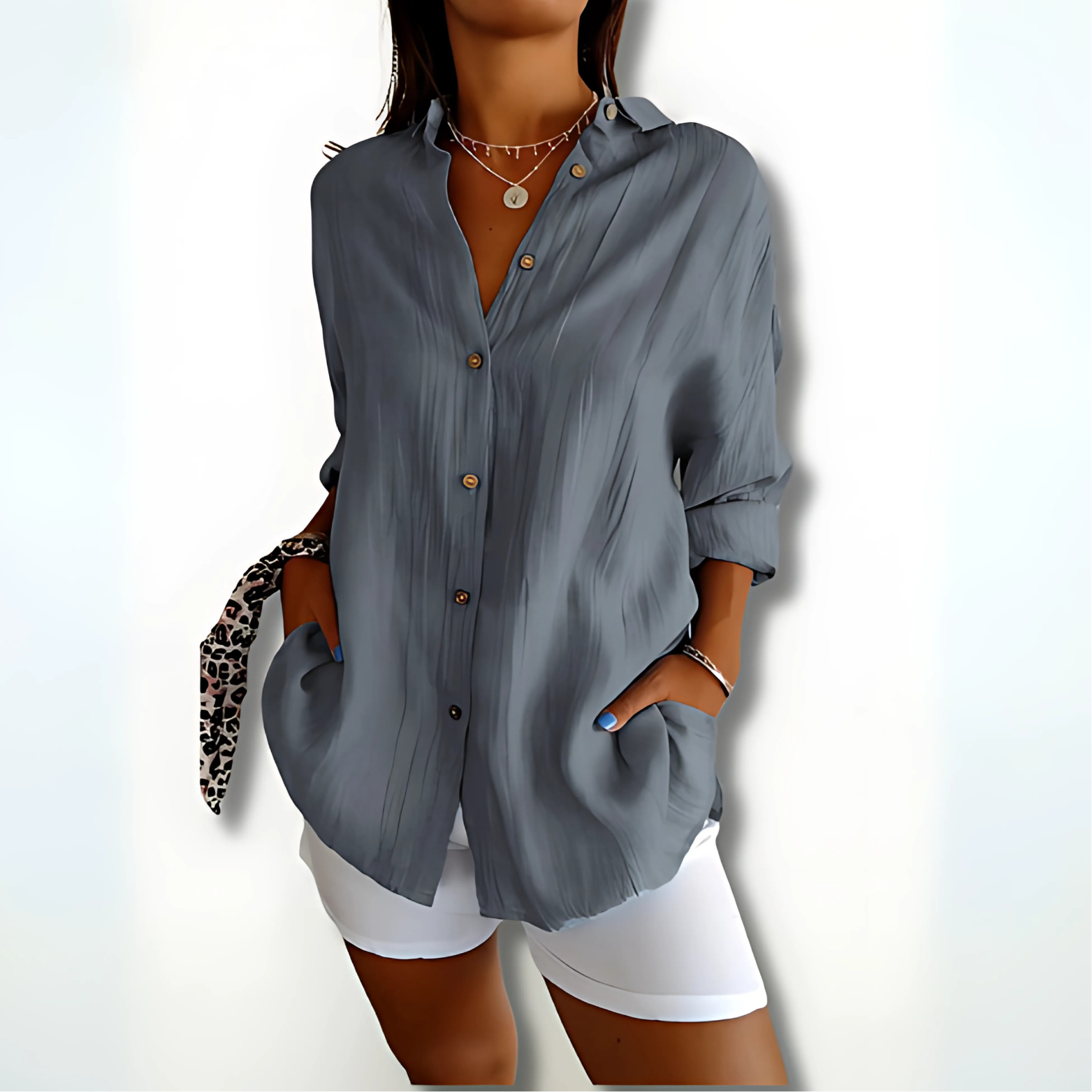 Damesblouse met kraag en knoopsluiting – luchtig model