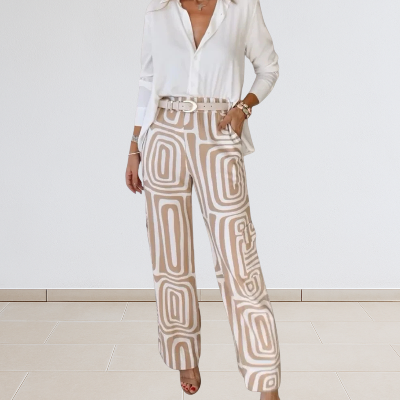 Dames tweedelige zomerset met blouse en broek