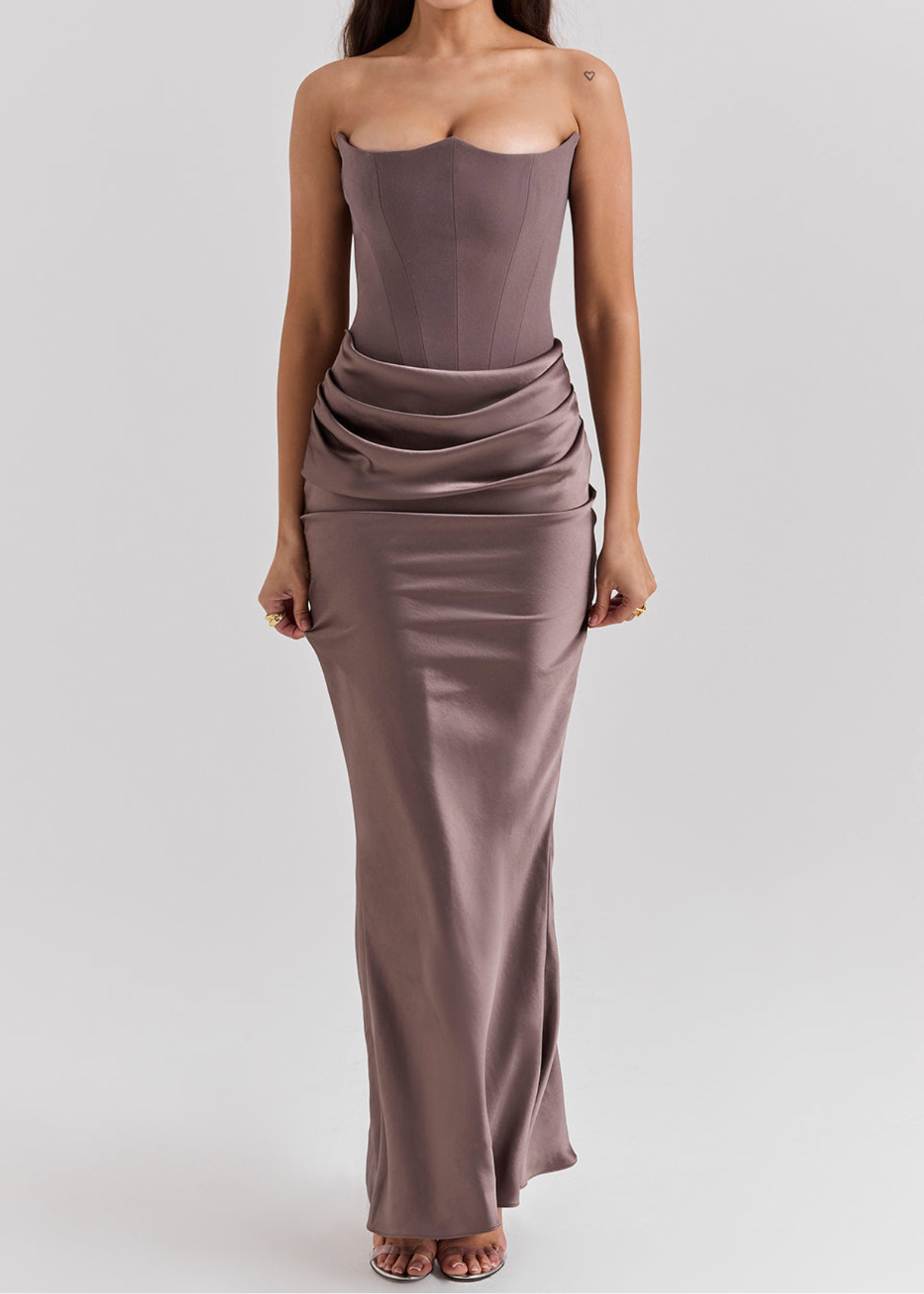 Dames strapless jurk met corsetdetail