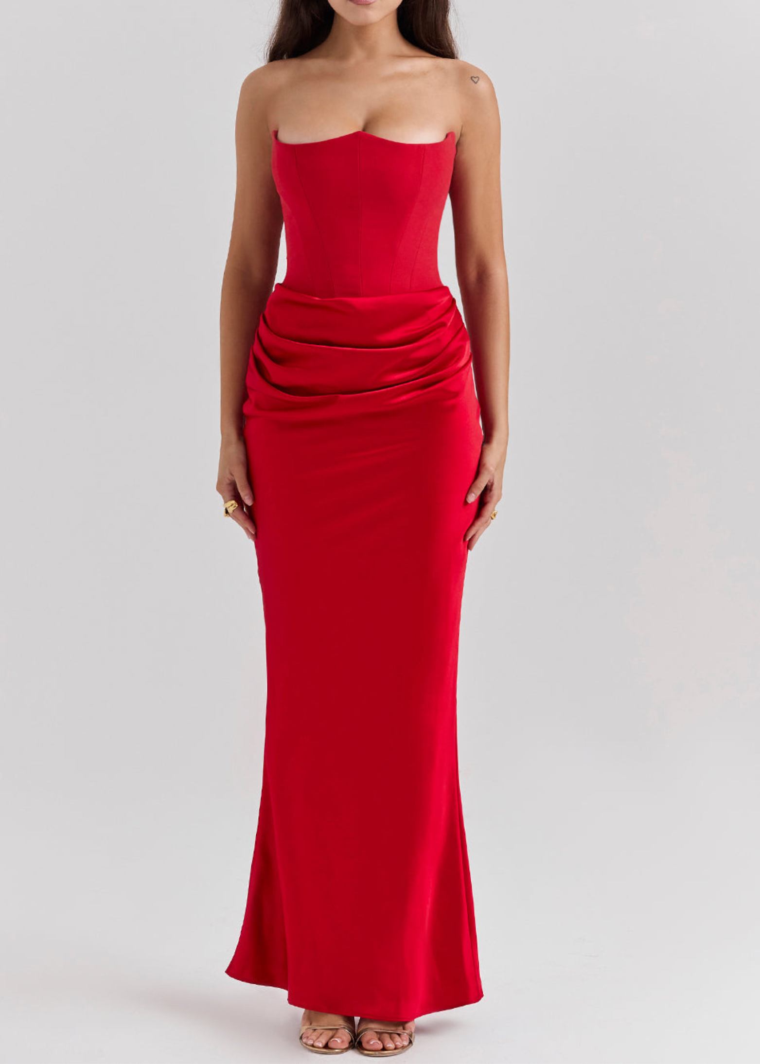 Dames strapless jurk met corsetdetail