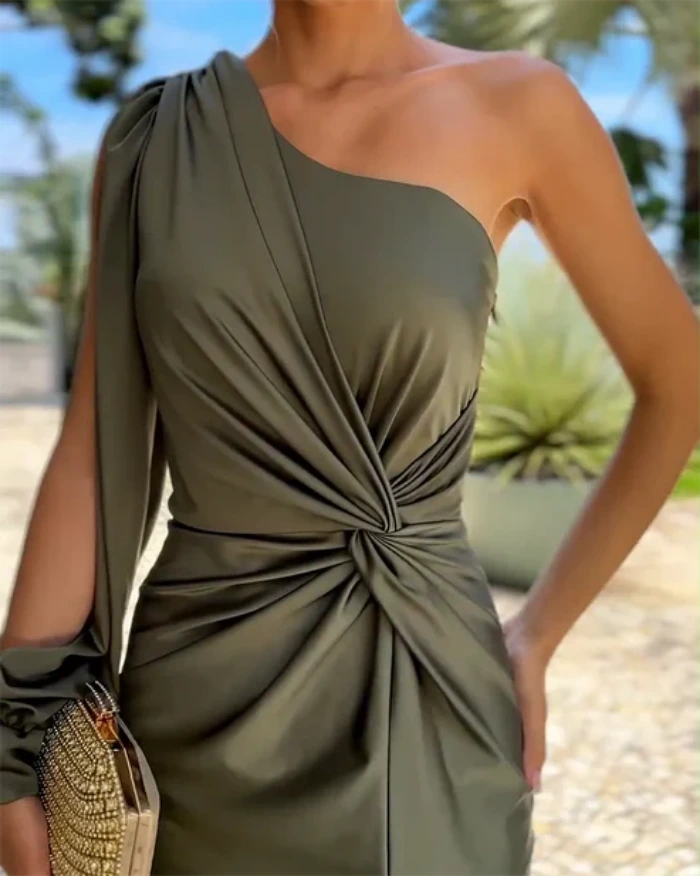 Asymmetrische One-Shoulder Maxi-Jurk met Split voor Dames