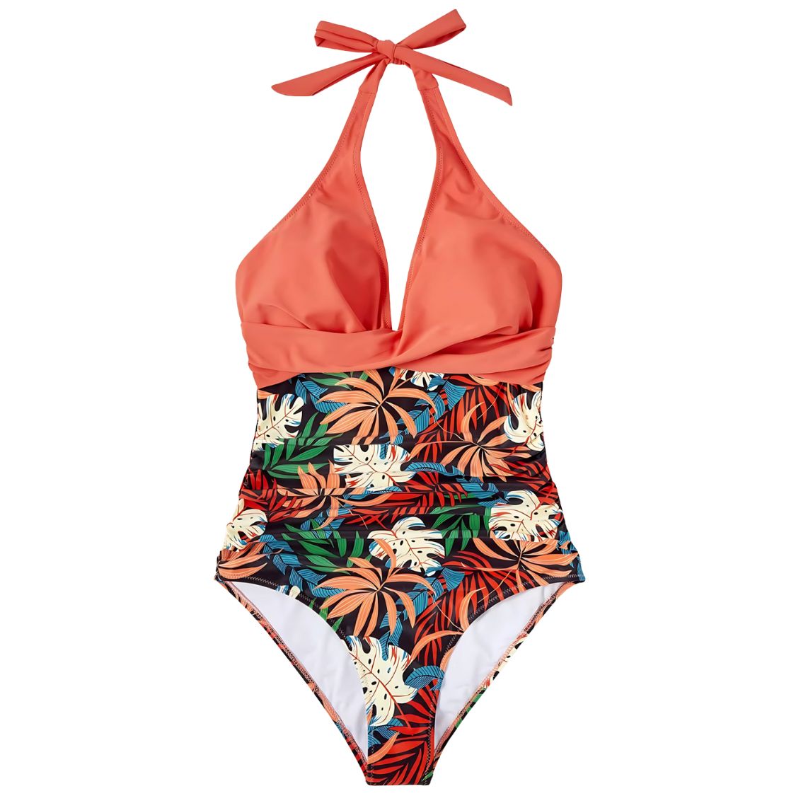 Badpak met Diepe V-hals en Bloemenprint voor dames