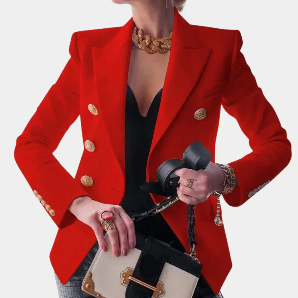 Blazer met dubbele rij knopen en gouden details voor dames