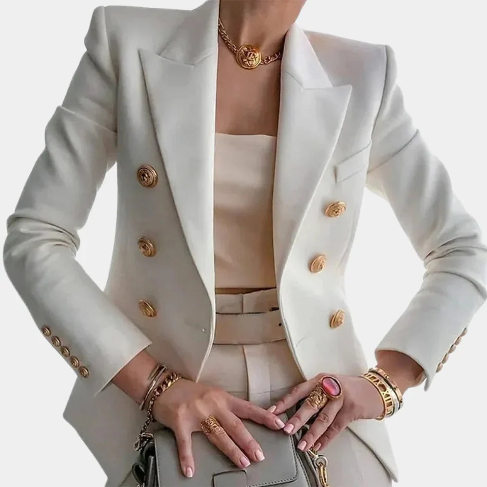 Blazer met dubbele rij knopen en gouden details voor dames