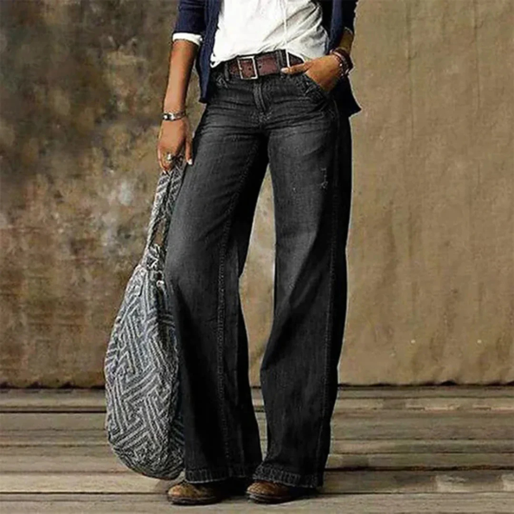 Broek met wijde pijpen van denim voor dames