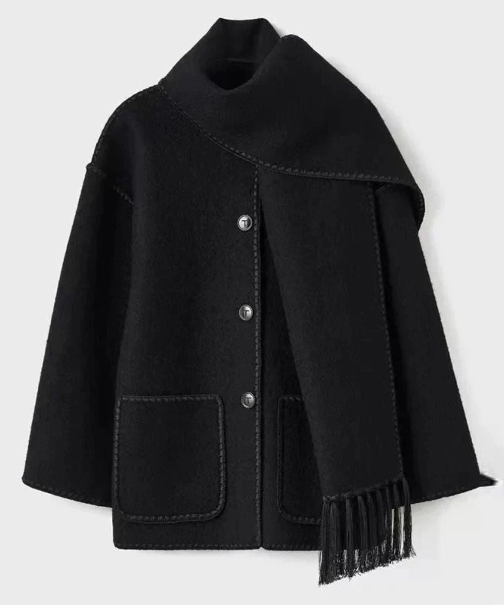 Cape jas met sjaaldetail voor dames