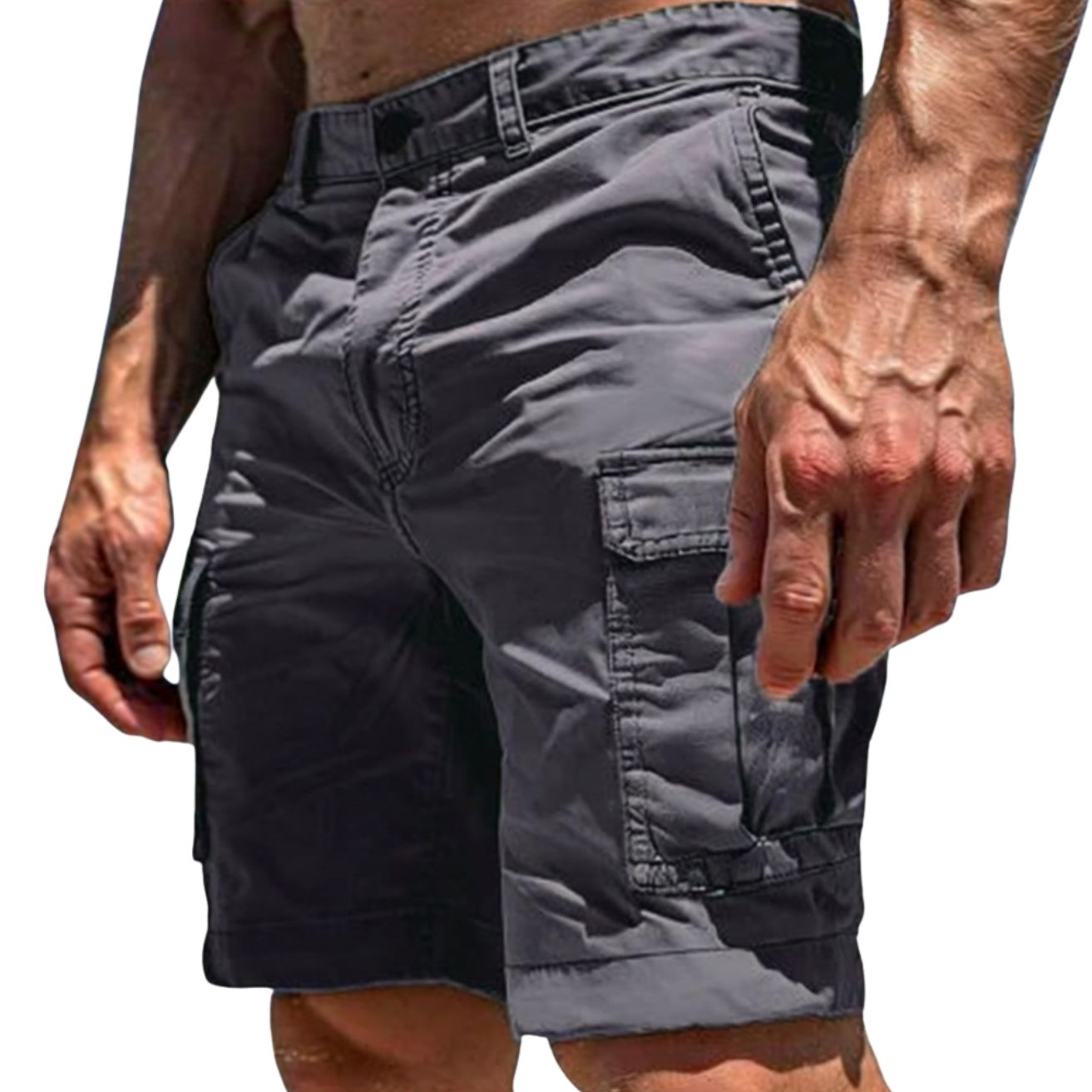 Cargo Short Heren met Klepzakken en Ritsluiting