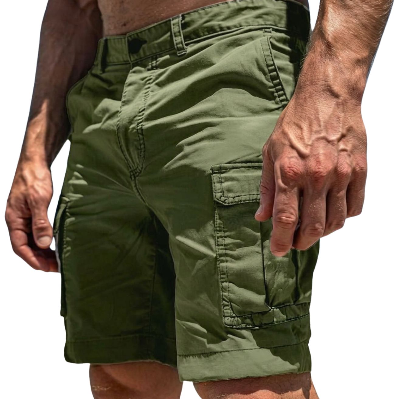 Cargo Short Heren met Klepzakken en Ritsluiting