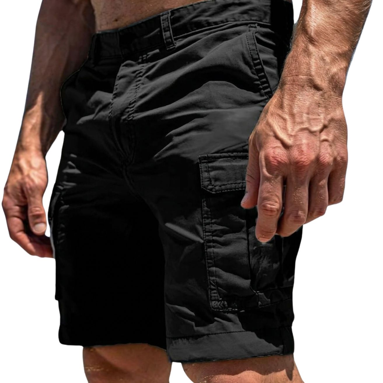 Cargo Short Heren met Klepzakken en Ritsluiting