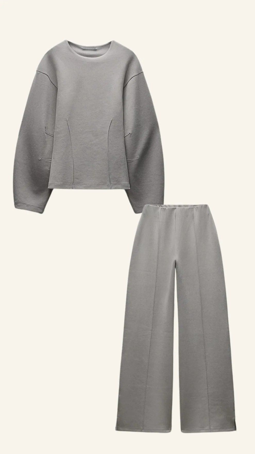 Dames 2-delige set met oversized top en wijde broek