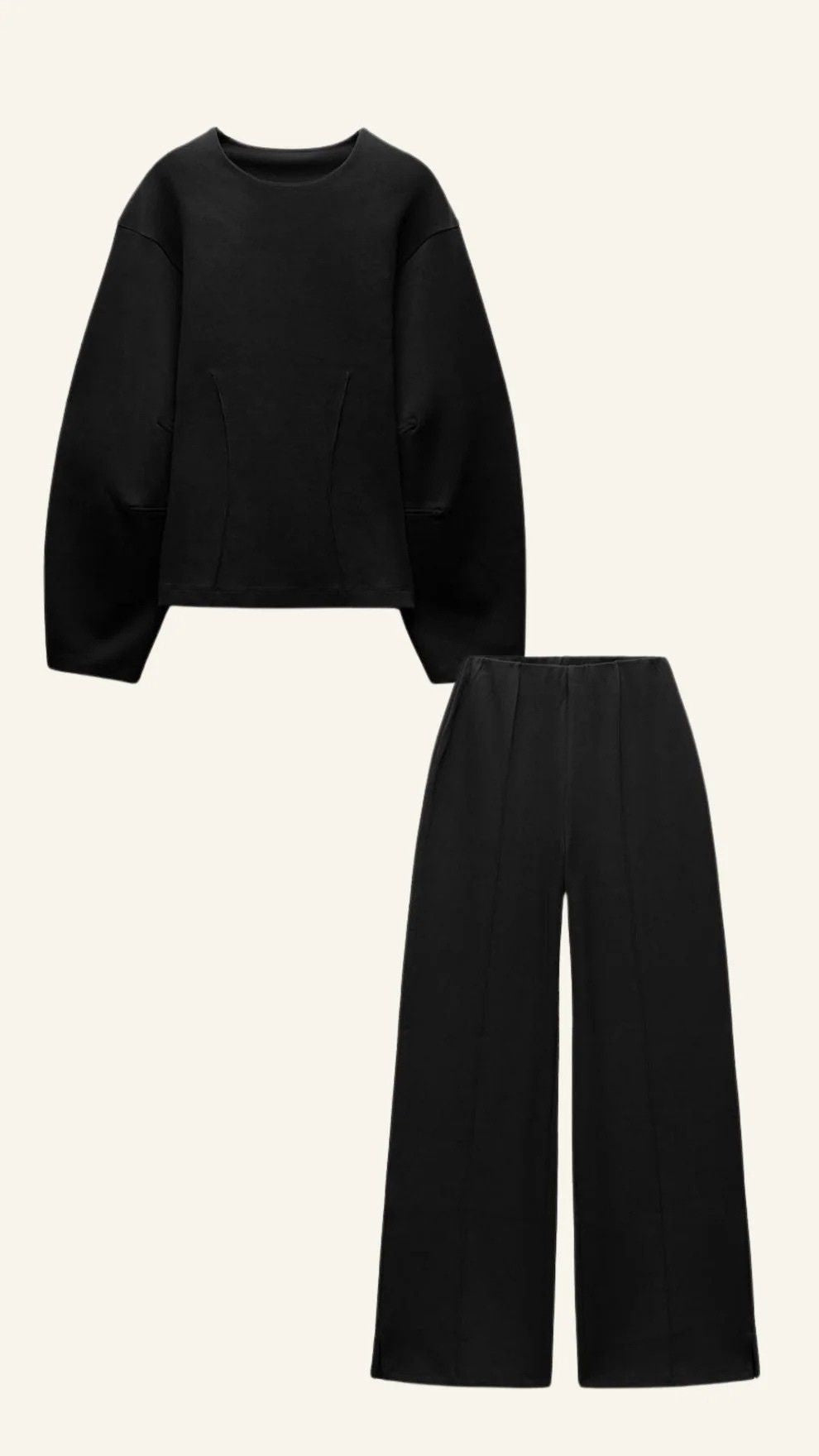 Dames 2-delige set met oversized top en wijde broek