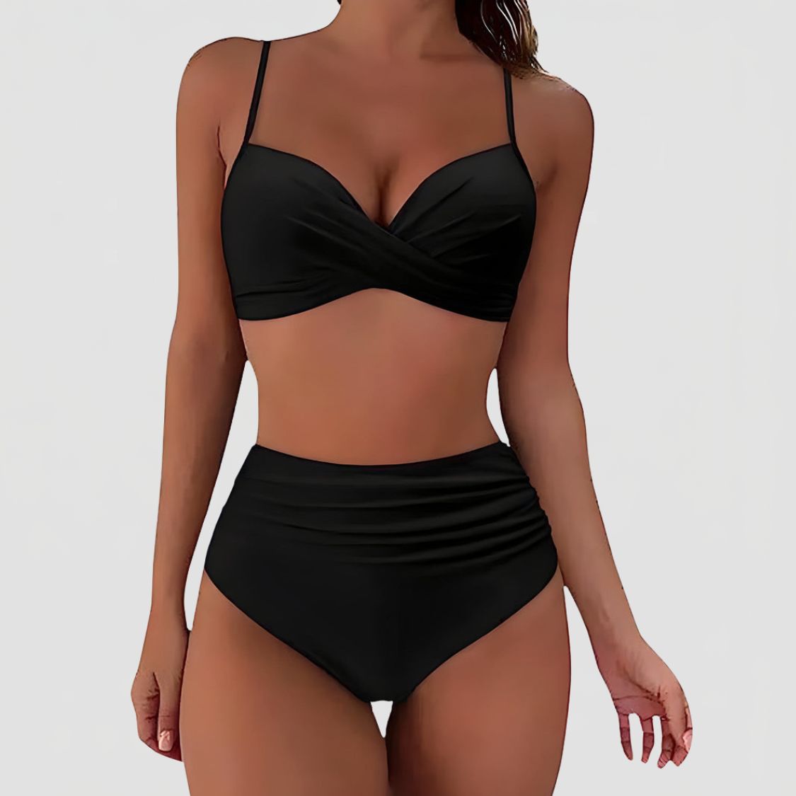 Dames Bikini met Hoge Taille en Gekruiste Top