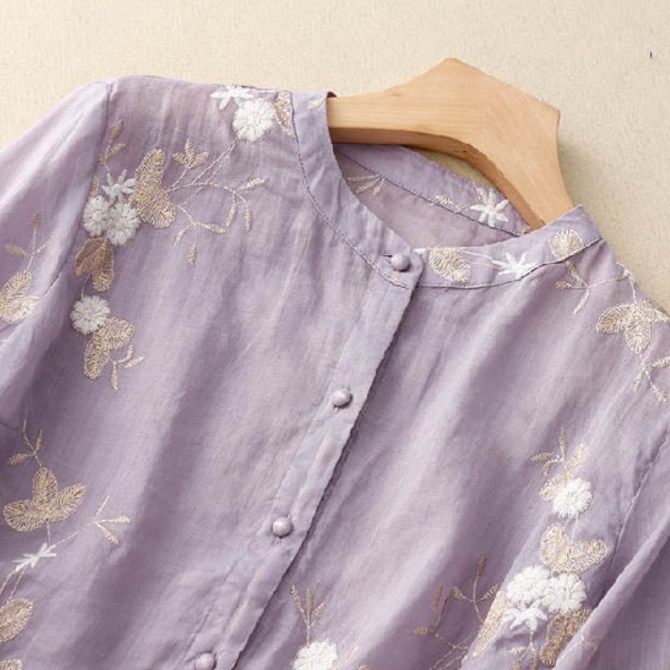 Dames Blouse met Bloemenprint en Driekwart Mouwen