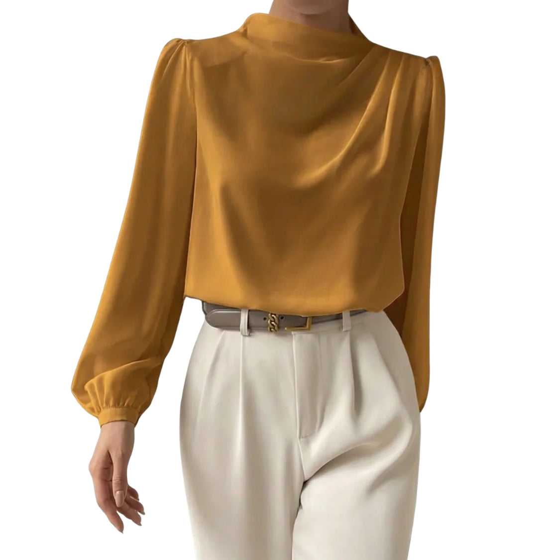 Dames Blouse met Gedrapeerd Detail en Lange Mouwen