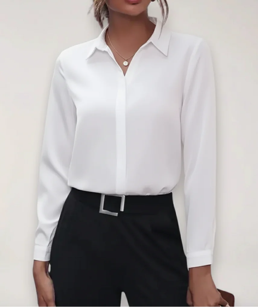 Dames Blouse met Klassieke Kraag en Knoopsluiting