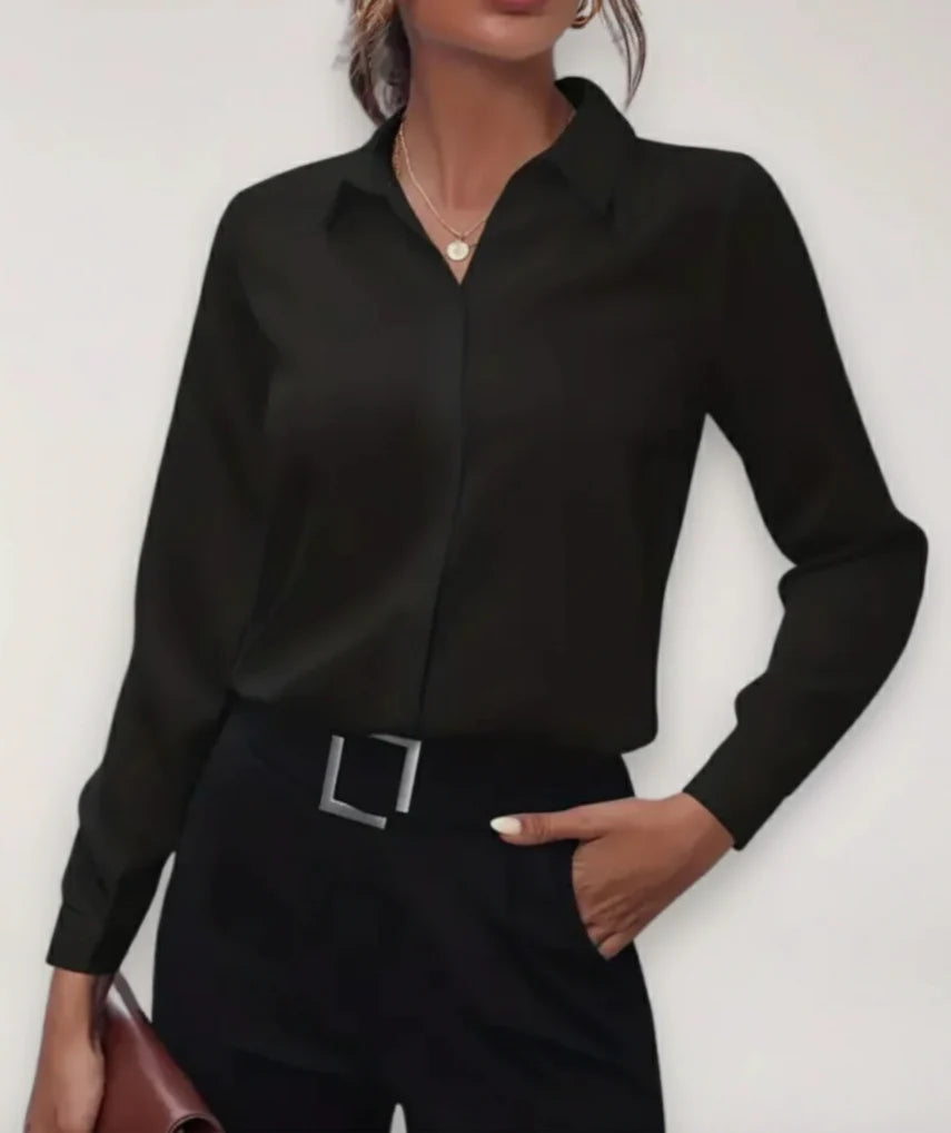 Dames Blouse met Klassieke Kraag en Knoopsluiting