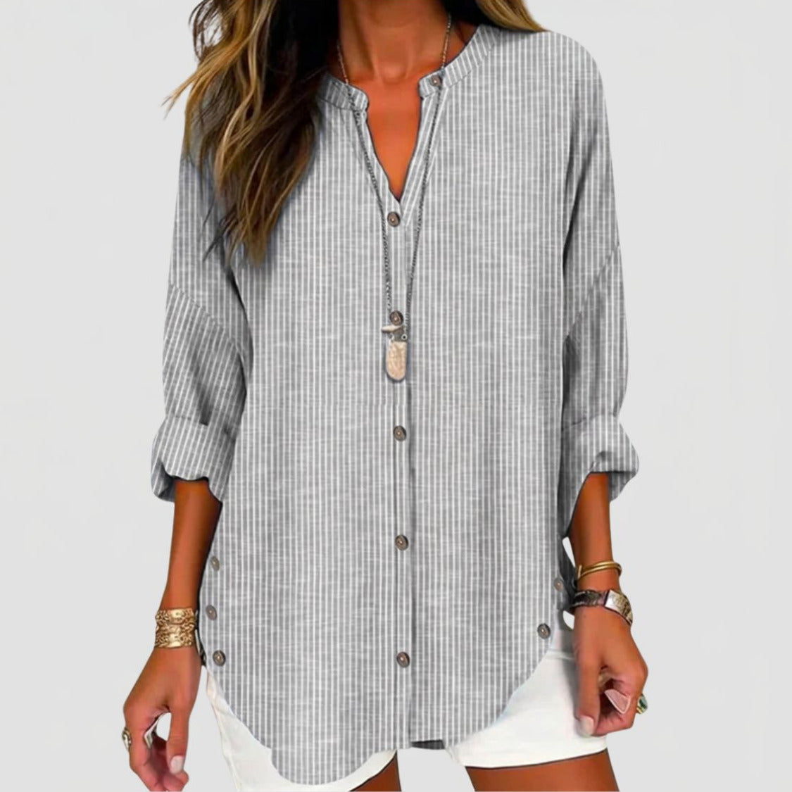 Dames Blouse met Streepprint en Lange Mouwen