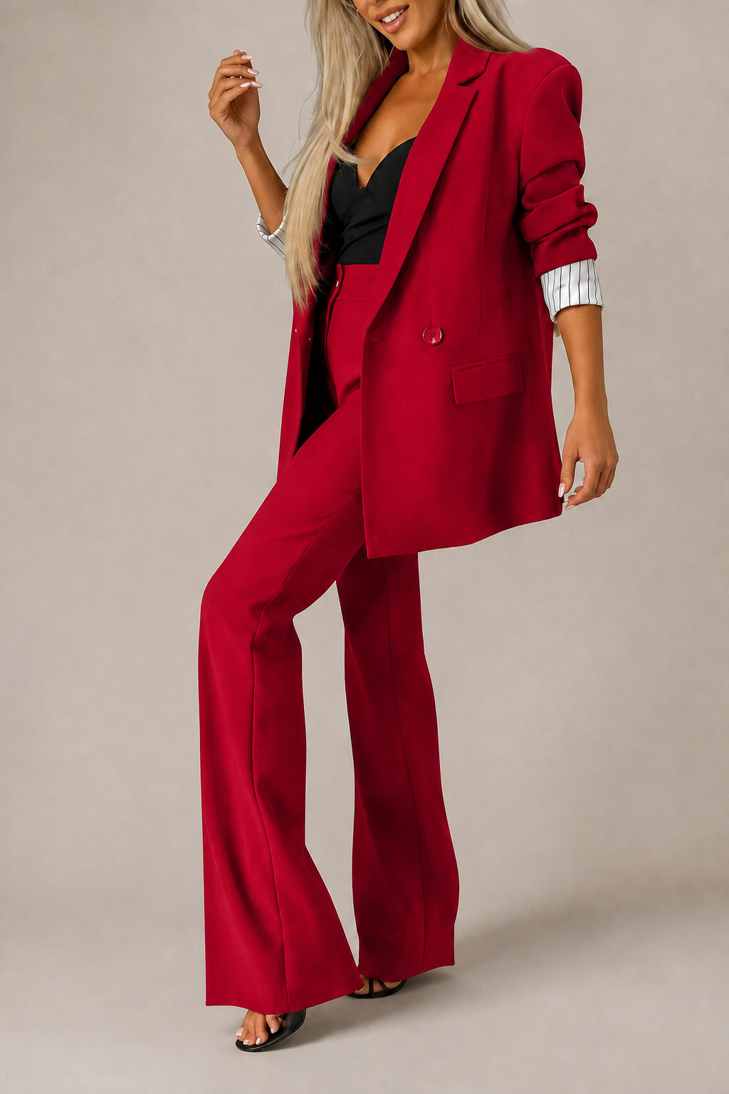 Dames Broekpak met Blazer en Knoopsluiting