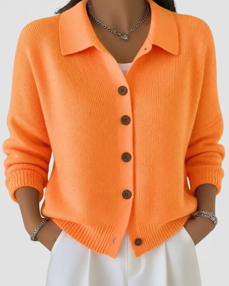 Dames Gebreid Vest met Polokraag en Knoopsluiting