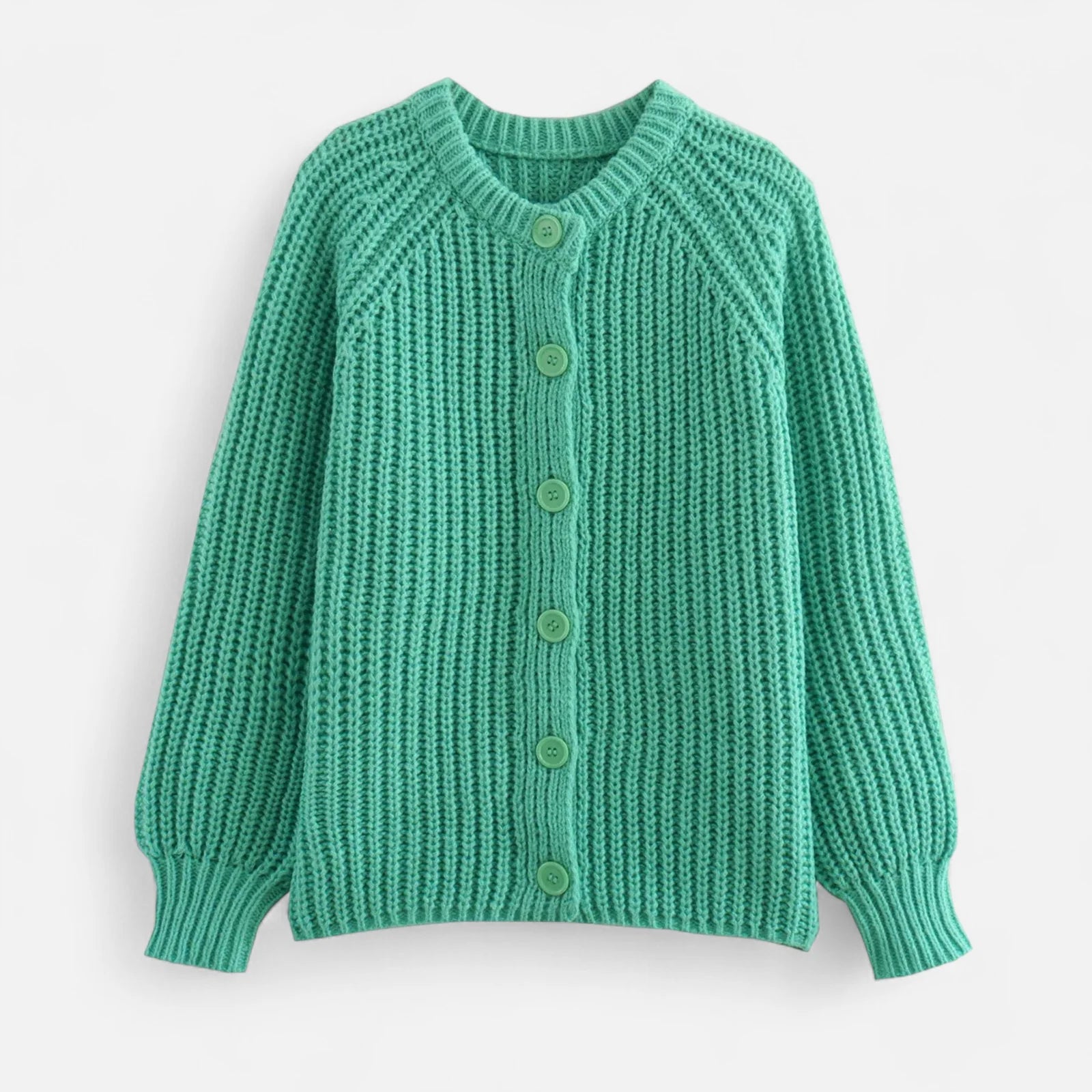 Dames Gebreide Cardigan met Ronde Hals en Knoopsluiting