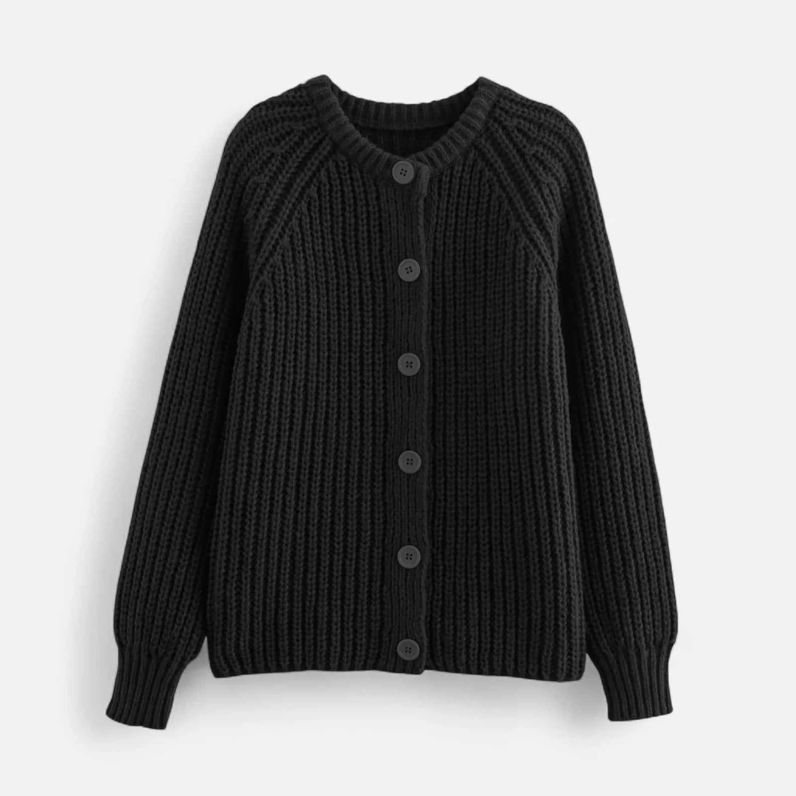 Dames Gebreide Cardigan met Ronde Hals en Knoopsluiting