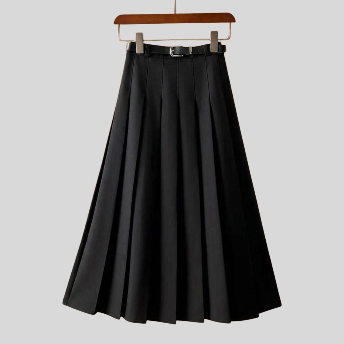 Dames Geplooide Midi Rok met Riem