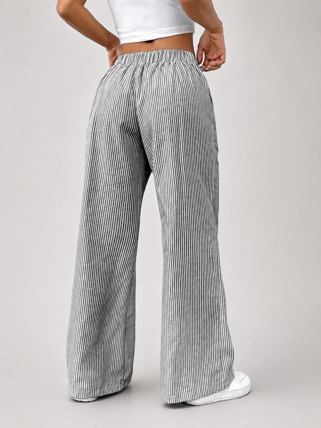 Dames Gestreepte Broek met Losse Pasvorm en Trekkoord
