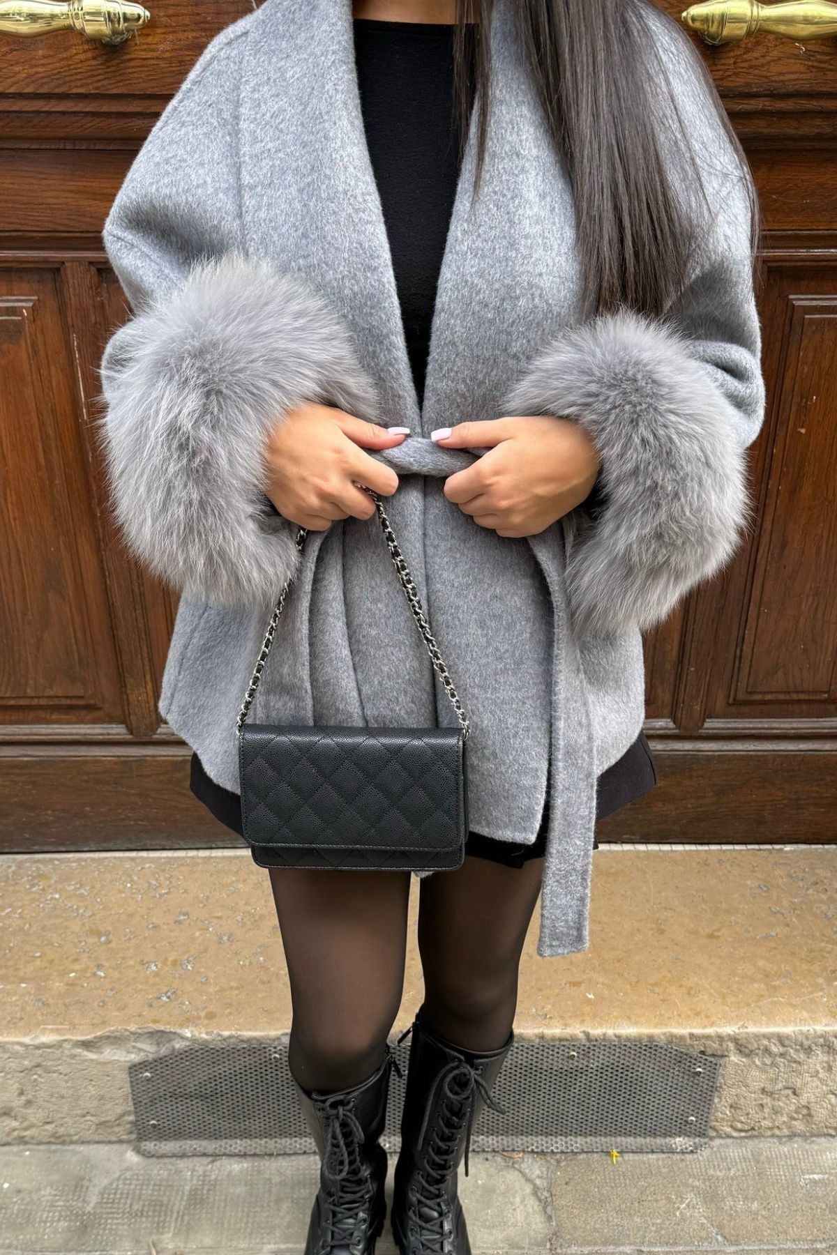 Dames Jas met Imitatiebont en Verstelbare Tailleband