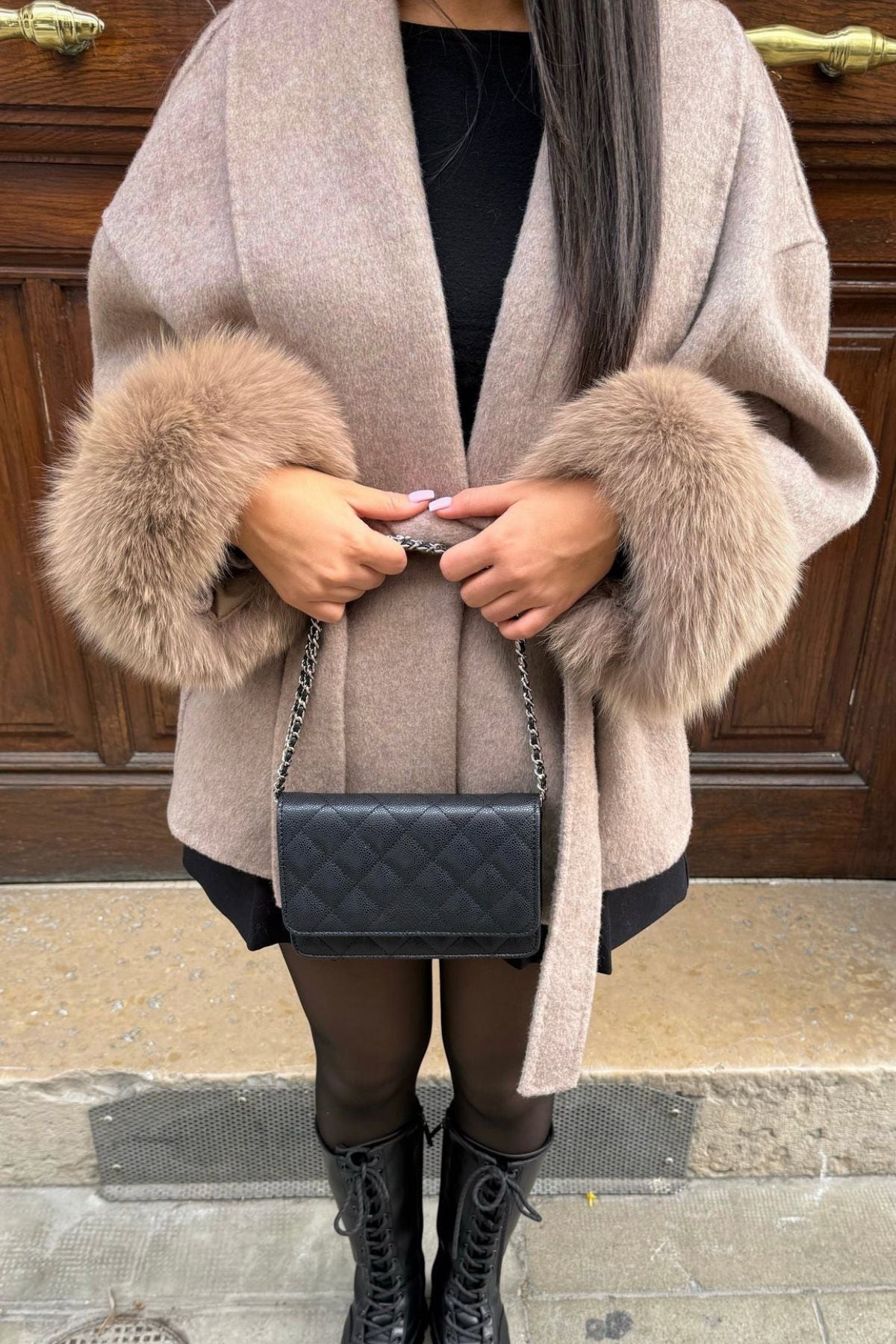 Dames Jas met Imitatiebont en Verstelbare Tailleband