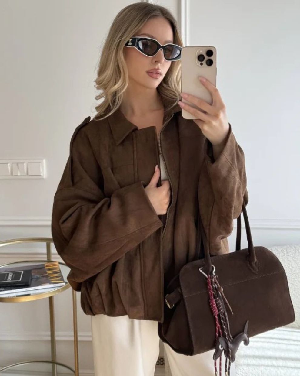 Dames Jas met Oversized Pasvorm en Suède-look