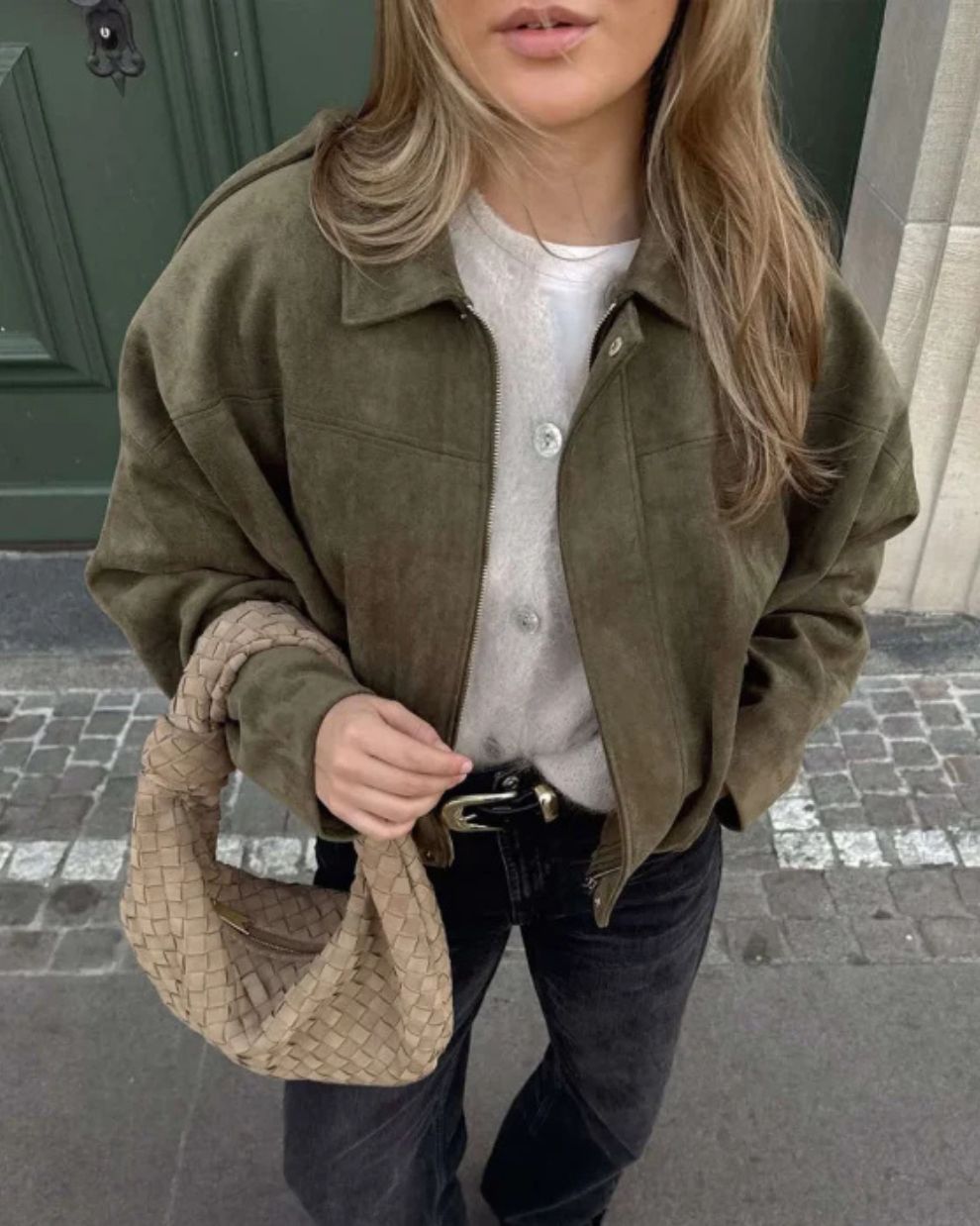Dames Jas met Oversized Pasvorm en Suède-look