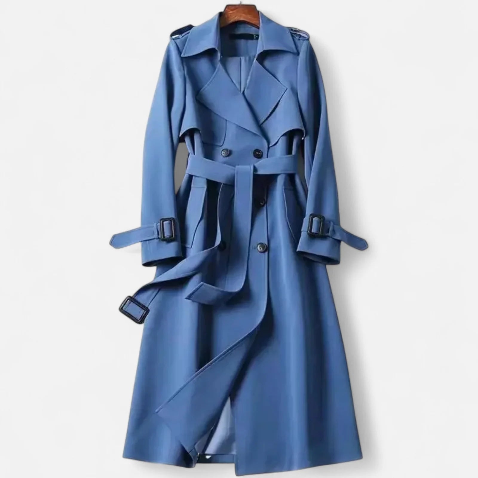 Dames Lange Trenchcoat met Reverskraag en Ceintuur