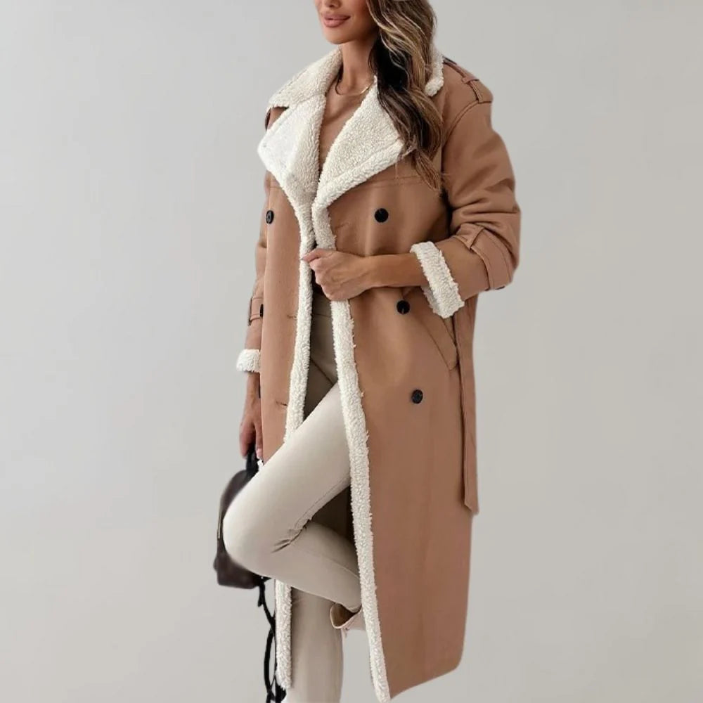 Dames Lange Winterjas met Teddyvoering