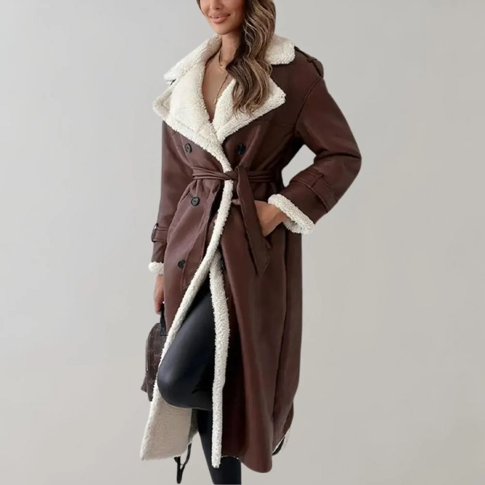 Dames Lange Winterjas met Teddyvoering