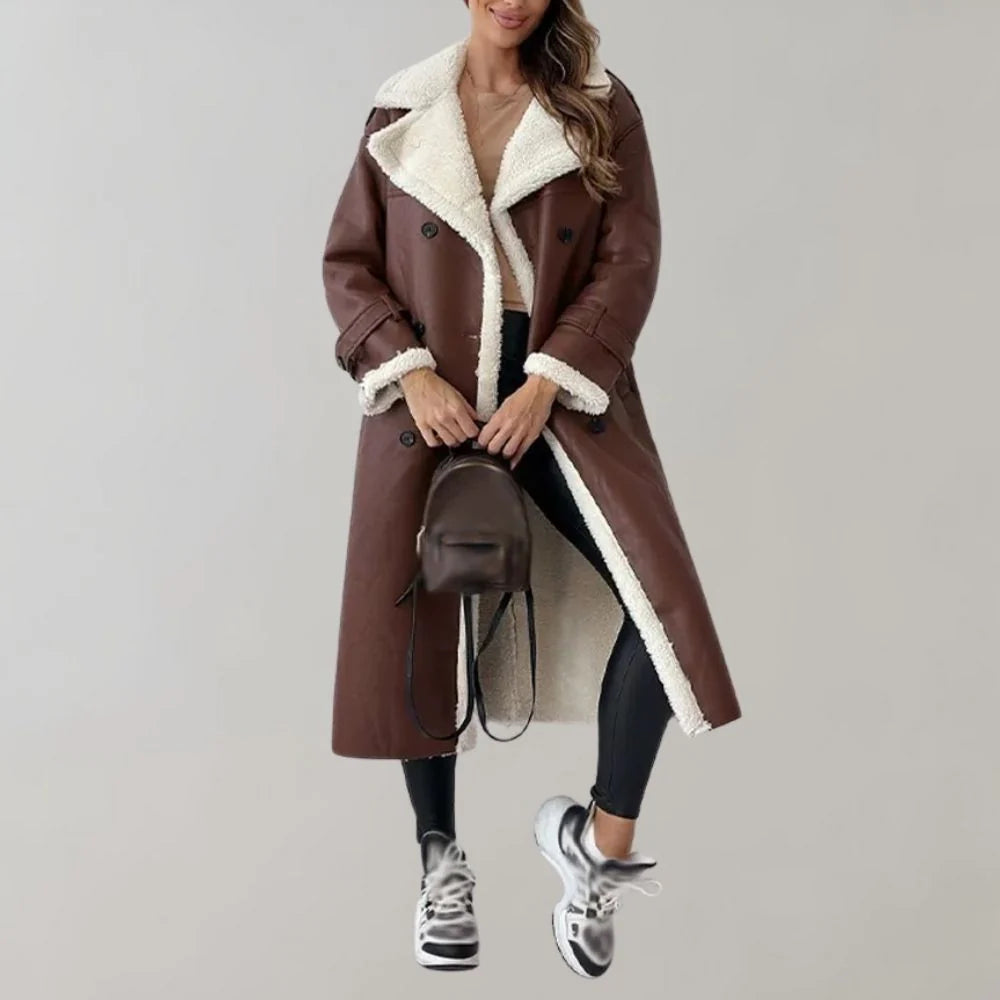 Dames Lange Winterjas met Teddyvoering