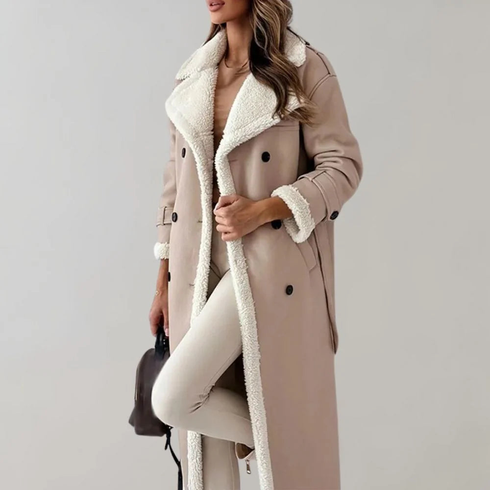 Dames Lange Winterjas met Teddyvoering