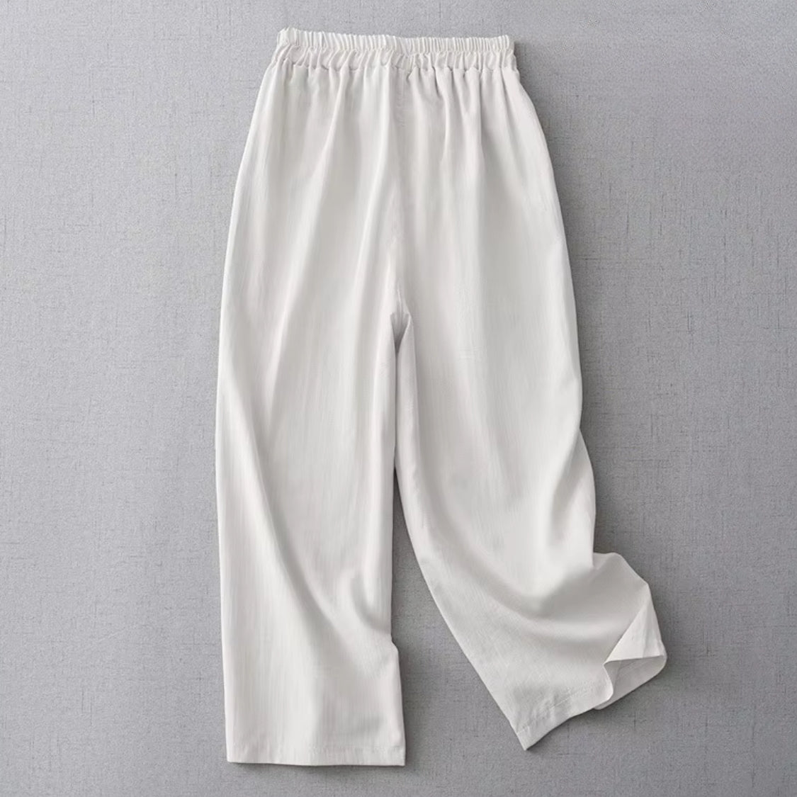 Dames Linnen Broek met Elastische Tailleband en Insteekzakken