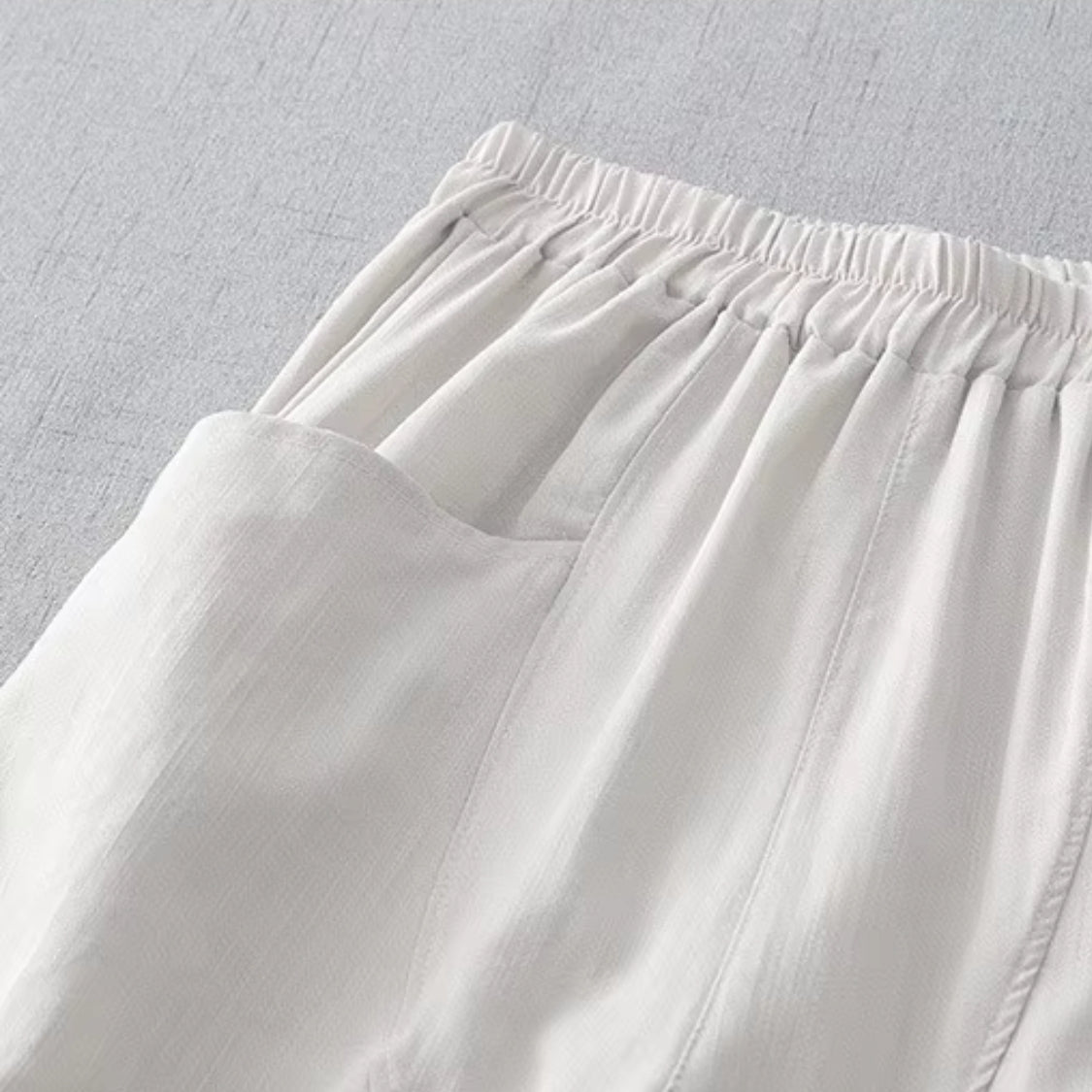 Dames Linnen Broek met Elastische Tailleband en Insteekzakken