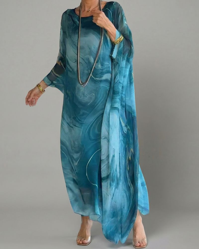 Dames Maxi Zomerjurk met Print en Lange Mouwen